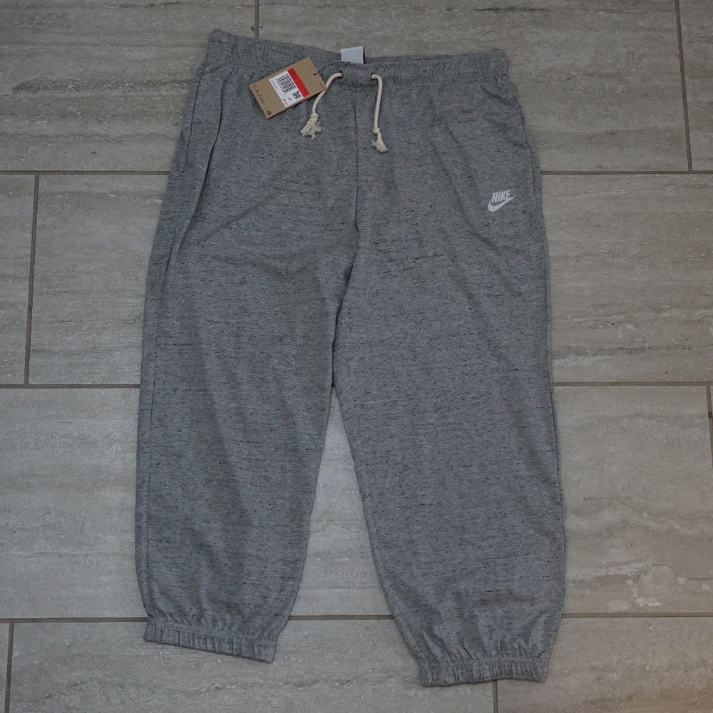 NEW Nike Sweatpants Woman's Large White Heathered Loose Fit Mid Rise Joggers
